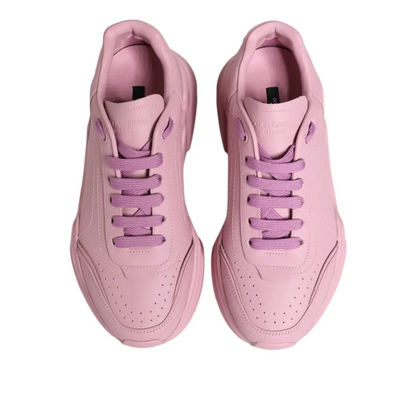 Dolce & Gabbana pink leather Daymaster low top sneakers med lavendel snører