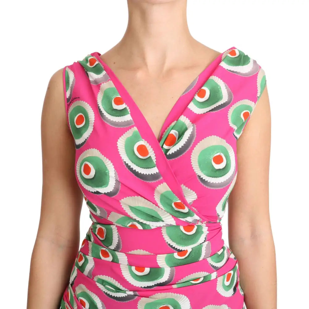 Dolce & Gabbana Pink Silk Stretch Sicilian Cake Top