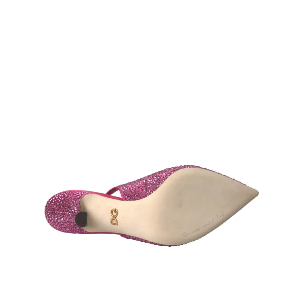 Vibrante mule rosa glitter Gabbana pink crystal pumps med spids tå