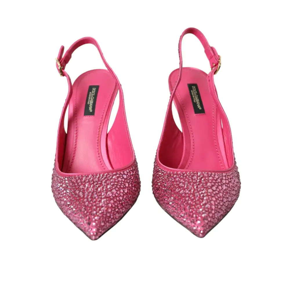 Vibrante Dolce & Gabbana pink slingbacks med glitter tå og krystaller