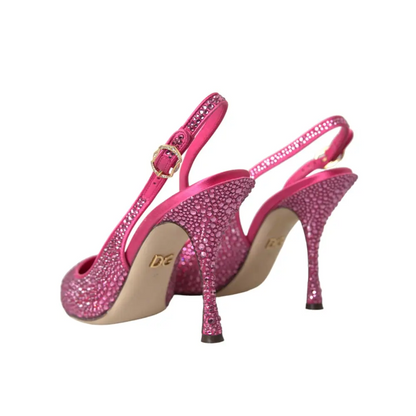 Dolce & Gabbana pink crystal pumps med krystaludsmykning på slingbacks