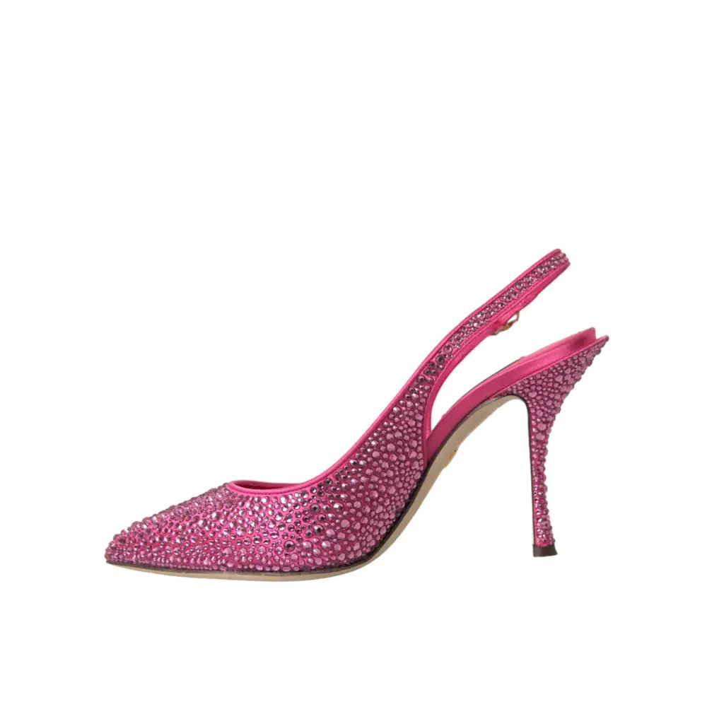 Dolce & Gabbana pink crystal pumps: fuchsia satin slingbacks med krystaller