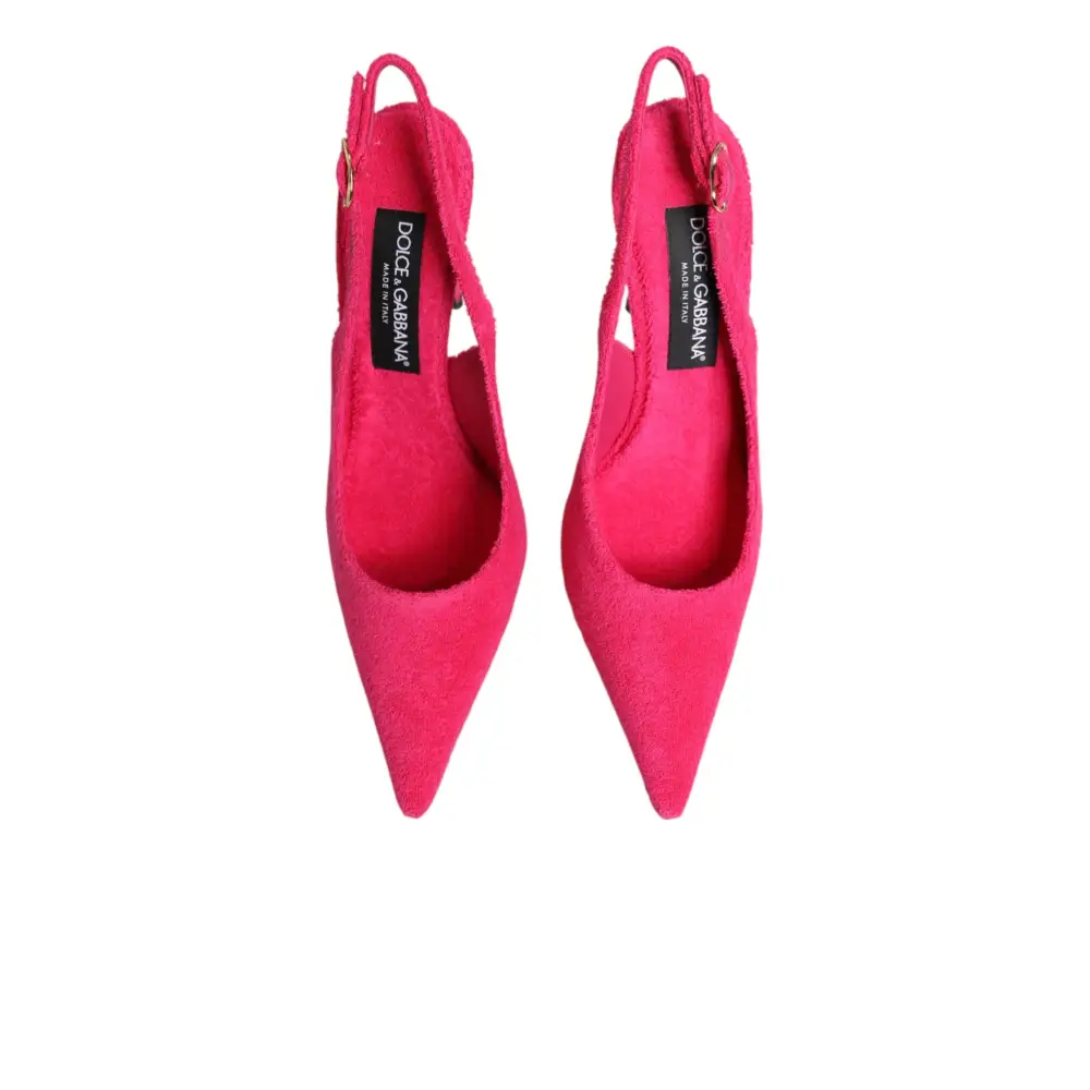 Dolce & Gabbana Pink Suede High Heels Slingback Shoes - Højhælede sko