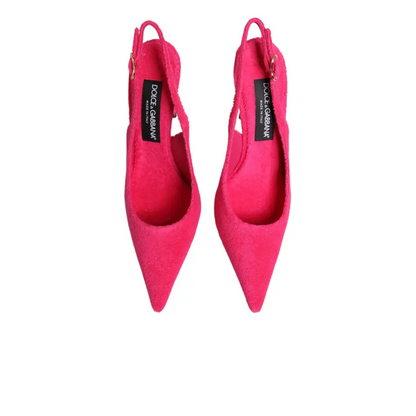 Dolce & Gabbana Pink Suede High Heels Slingback Shoes - Højhælede sko