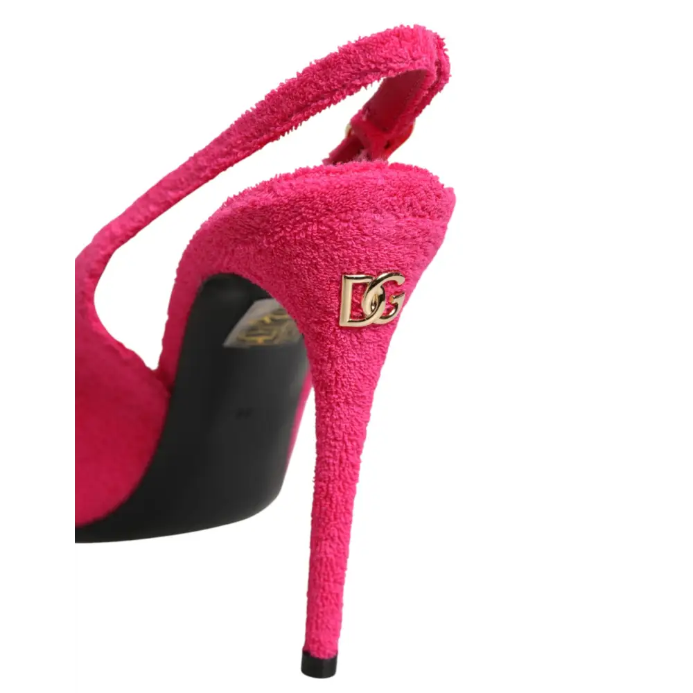 Dolce & Gabbana Pink Suede High Heels Slingback Shoes - Højhælede sko