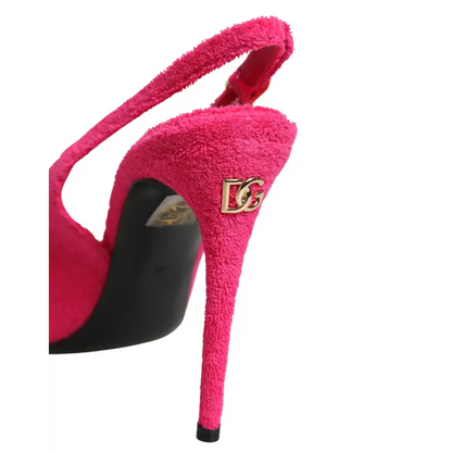 Dolce & Gabbana Pink Suede High Heels Slingback Shoes - Højhælede sko