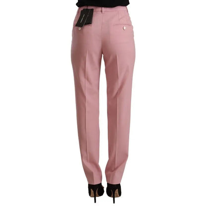 Dolce & Gabbana Pink Wool Stretch High Waist Trouser Pants