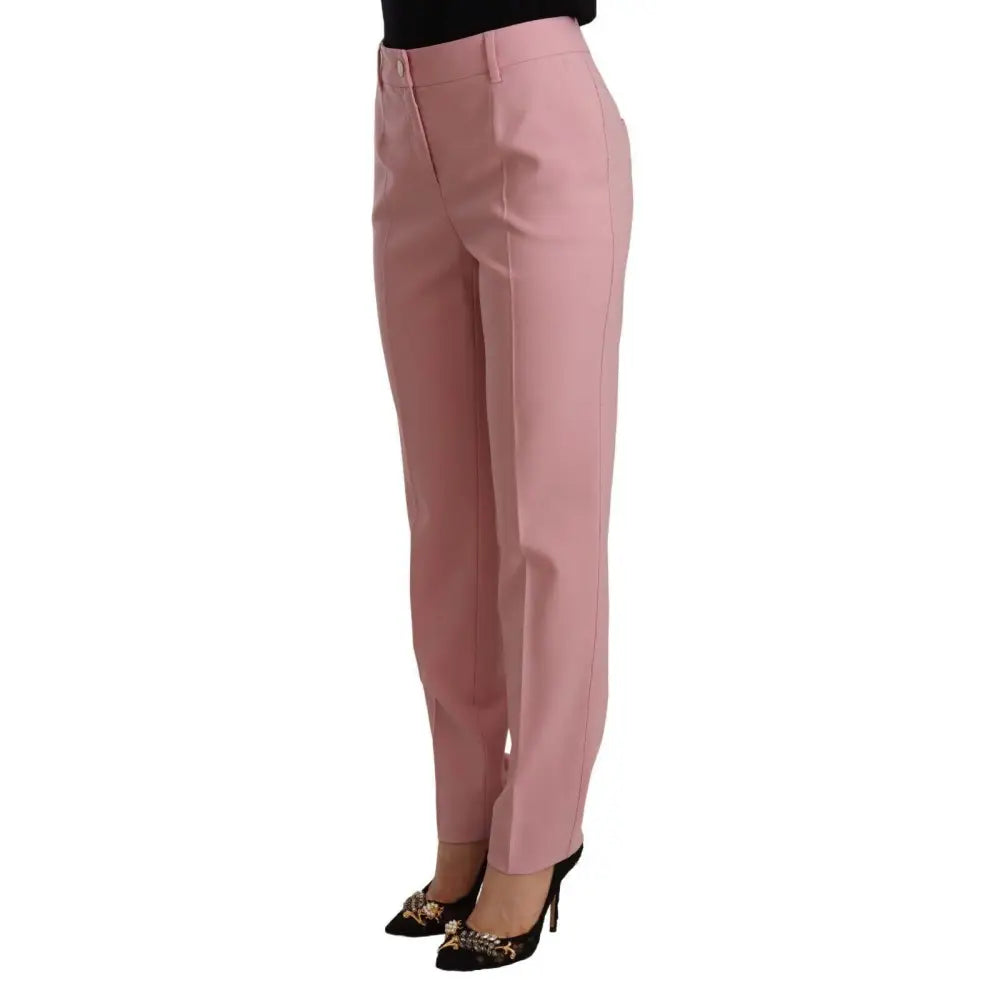 Dolce & Gabbana Pink Wool Stretch High Waist Trouser Pants