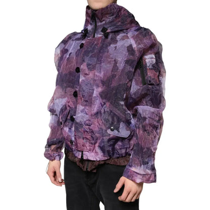 Dolce & Gabbana Purple Camouflage Hooded Men Blouson Jacket