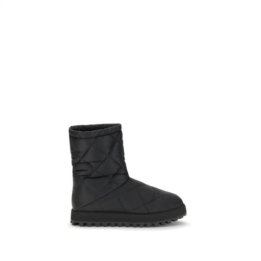 Sort Dolce & Gabbana quilted boots med sort quiltet design og isoleret sål