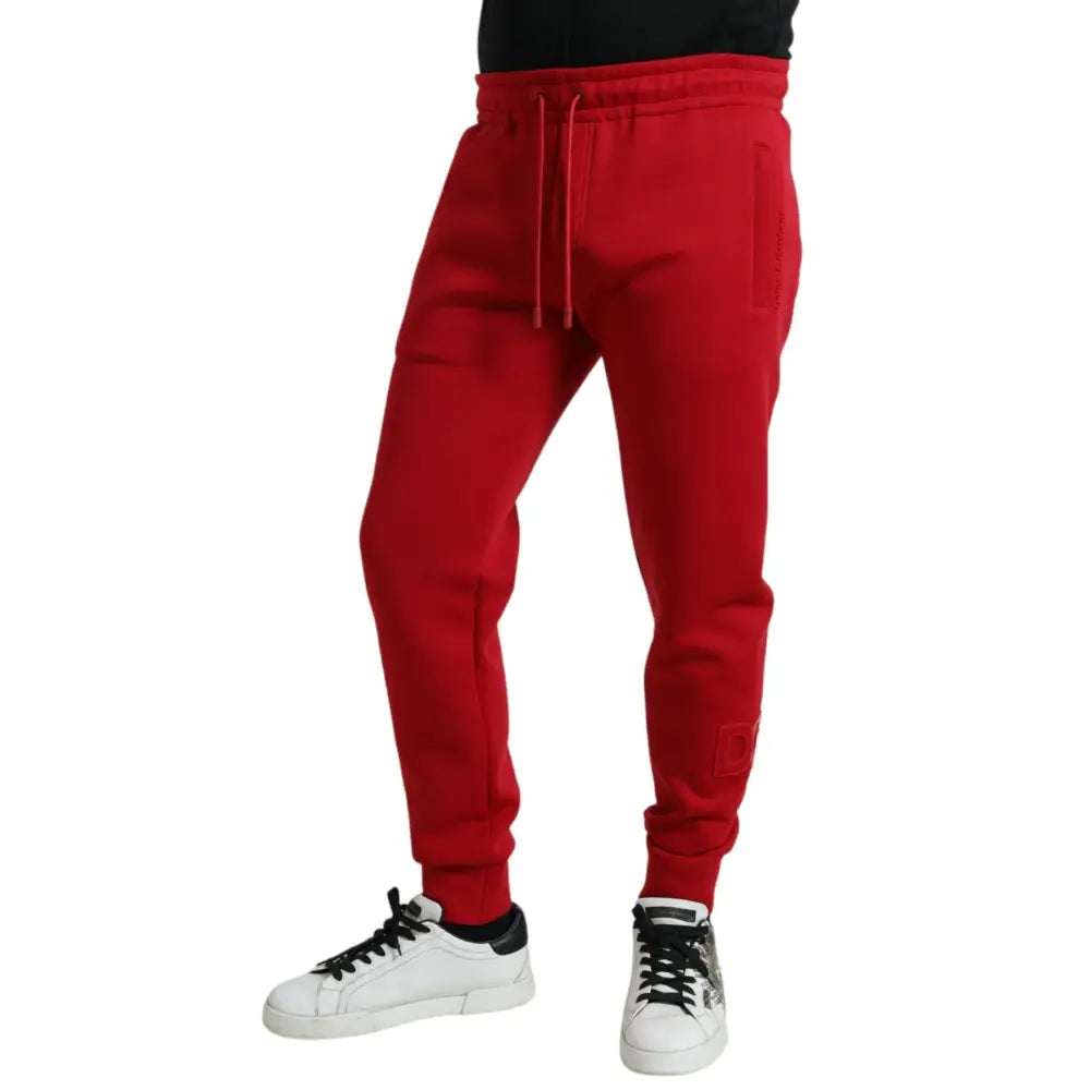 Dolce & Gabbana Red Cotton Blend Skinny Jogger Pants