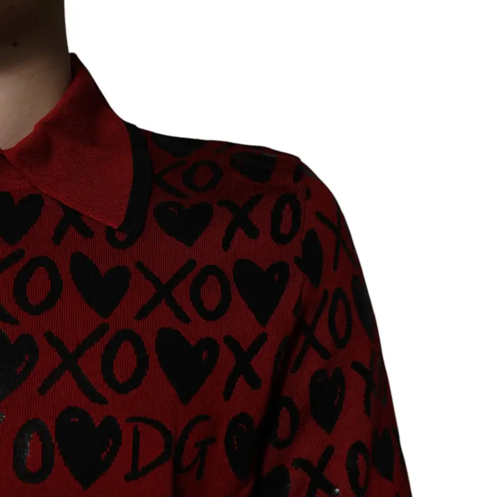Dolce & Gabbana Red Cotton XOXO Collared Polo T-shirt