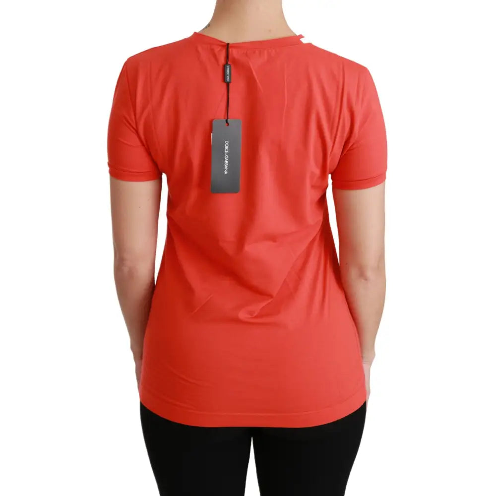 Dolce & Gabbana Red Crewneck Short Sleeve T-shirt Cotton Top