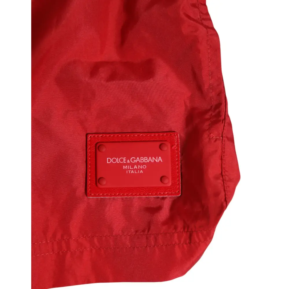 Dolce & Gabbana Red Drawstring Beachwear Men Shorts Swimwear - IT3/XS