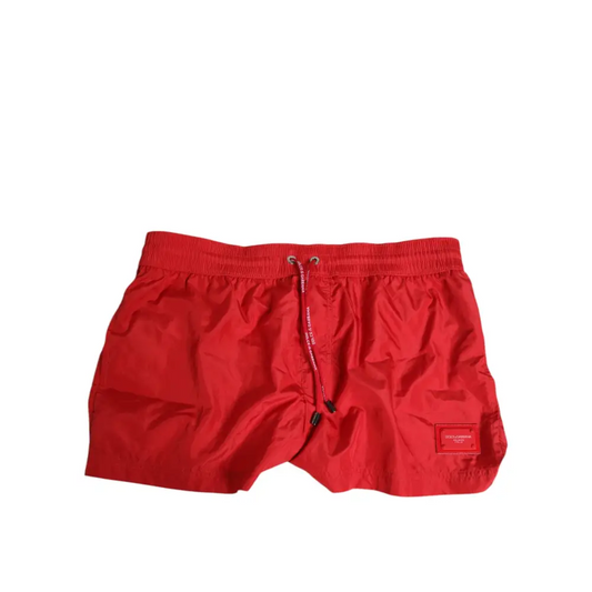 Dolce & Gabbana Red Drawstring Beachwear Men Shorts Swimwear - IT3/XS