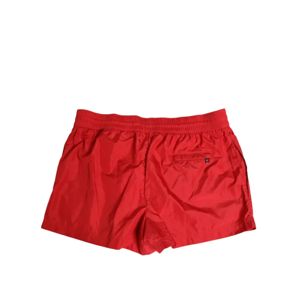 Dolce & Gabbana Red Drawstring Beachwear Men Shorts Swimwear - IT3/XS