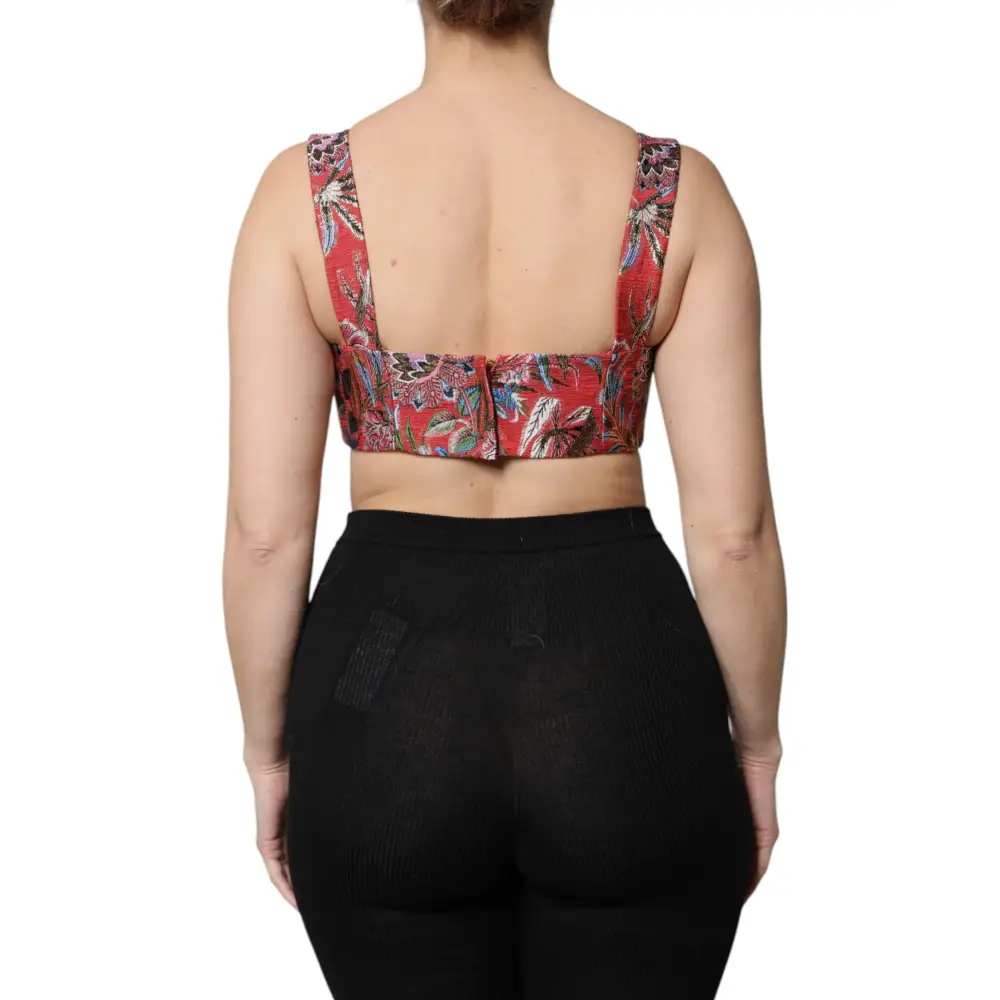 Rød floral brokade cropped bustier fra Dolce & Gabbana, 100% originale brands