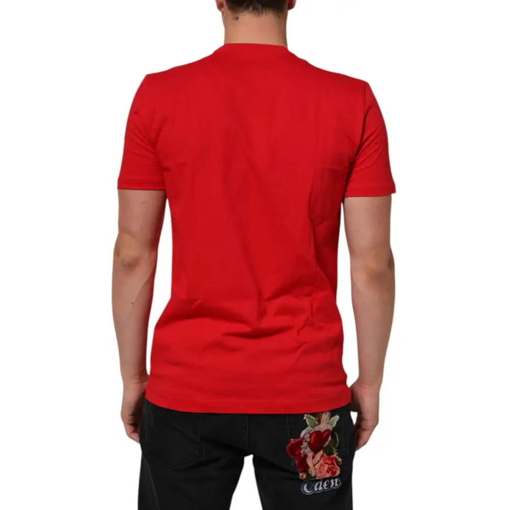 Dolce & Gabbana Red Goodluck 2023 Cotton Crew Neck T-shirt - T-shirts