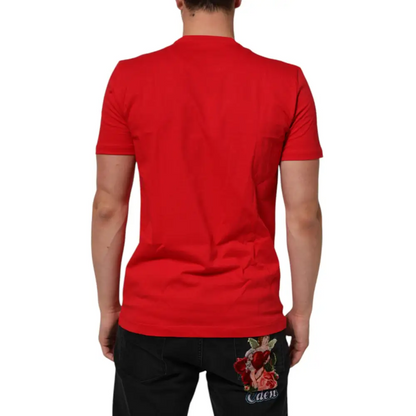Dolce & Gabbana Red Goodluck 2023 Cotton Crew Neck T-shirt - T-shirts