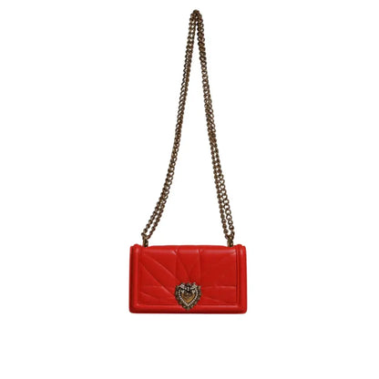 Dolce & Gabbana Red Quilted Devotion Crossbody Chain Phone Cover Bag