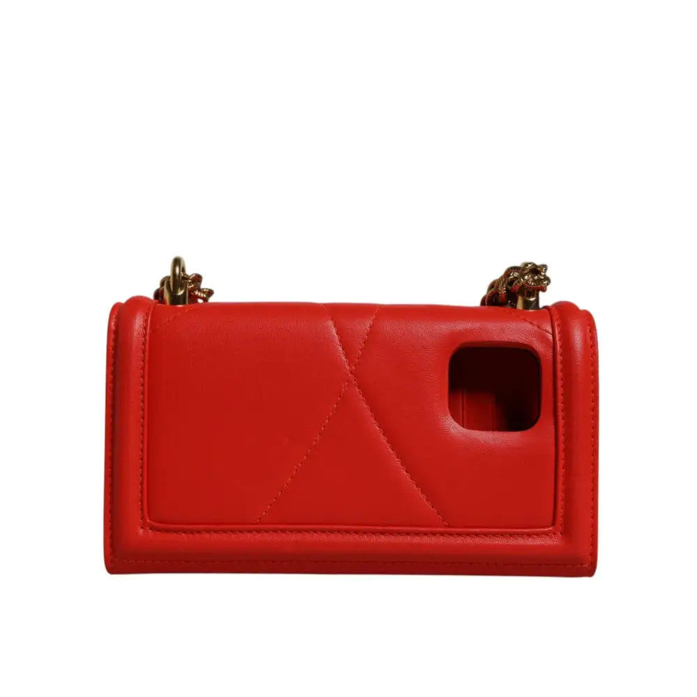 Dolce & Gabbana Red Quilted Devotion Crossbody Chain Phone Cover Bag