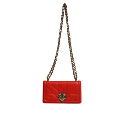 Vibrant rød quiltet læder Devotion crossbody taske fra Dolce & Gabbana
