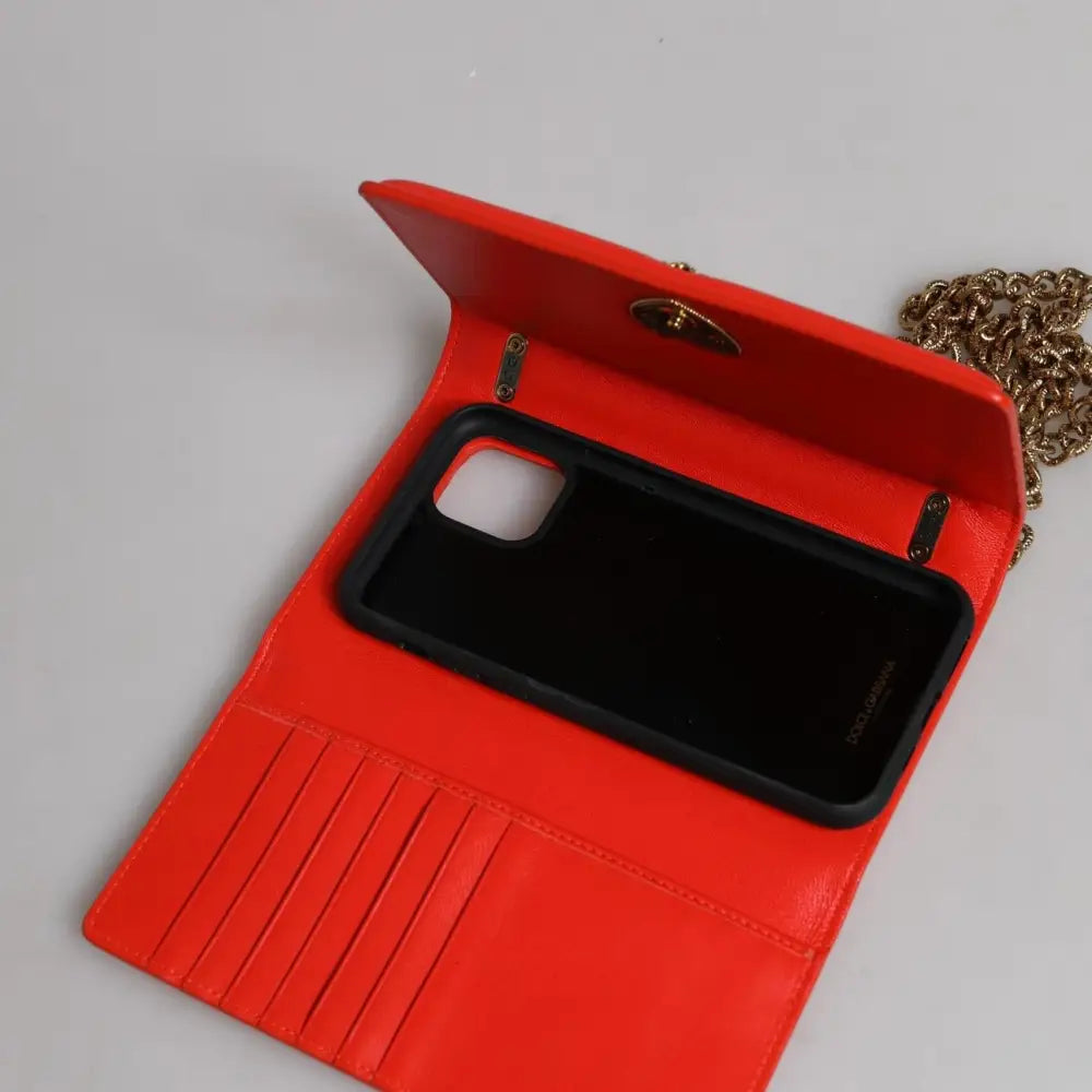 Dolce & Gabbana Red Quilted Devotion Crossbody Chain Phone Cover Bag