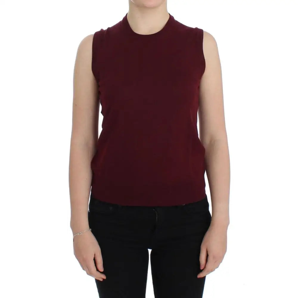 Dolce & Gabbana Red Sleeveless Crewneck Vest Pullover