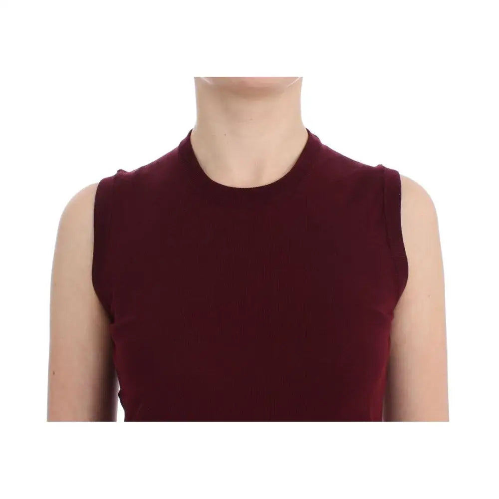 Dolce & Gabbana Red Sleeveless Crewneck Vest Pullover