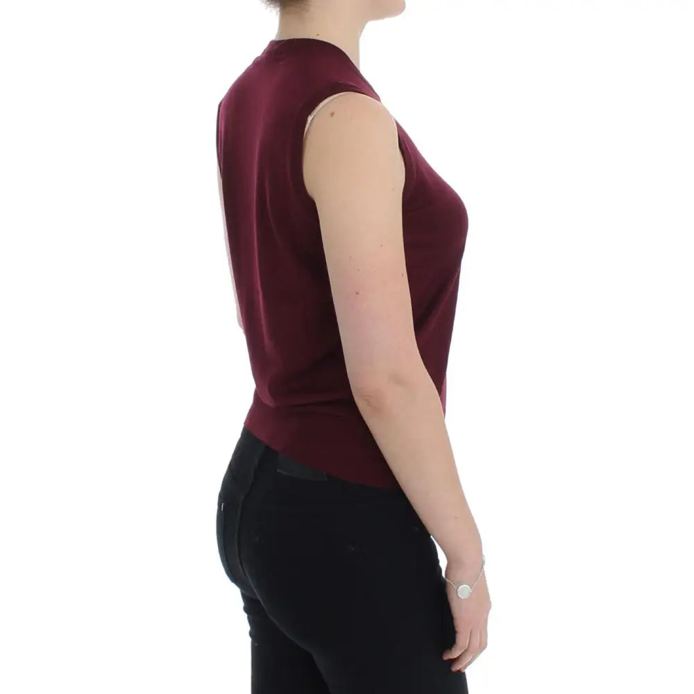 Dolce & Gabbana Red Sleeveless Crewneck Vest Pullover