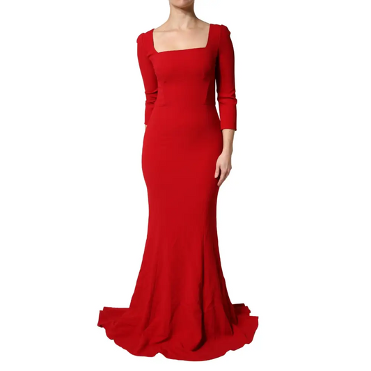 Slående rød Dolce & Gabbana mermaid kjole, outlet mærkevarer, spar 30-70%