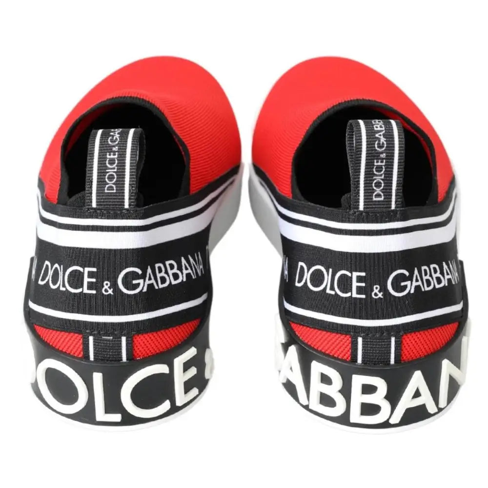 Dolce & Gabbana Red White Flat Sneakers Loafers Shoes