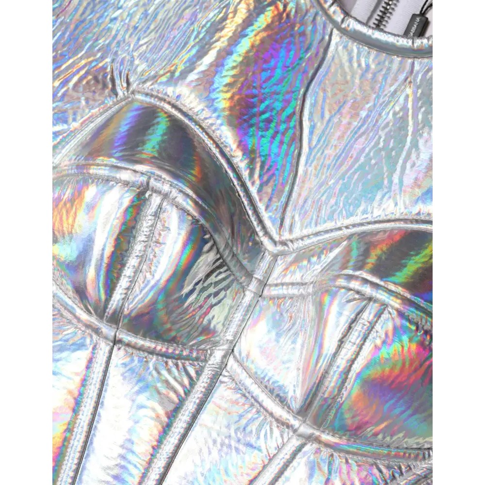 Dolce & Gabbana Silver Iridescent Bodycon Sheath Midi Dress