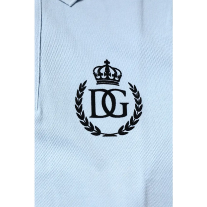 Dolce & Gabbana sky blue cotton polo med lynkrone-logo
