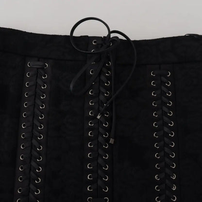 Dolce & Gabbana Sort Brocade Mini Above Knee Pencil Skirt