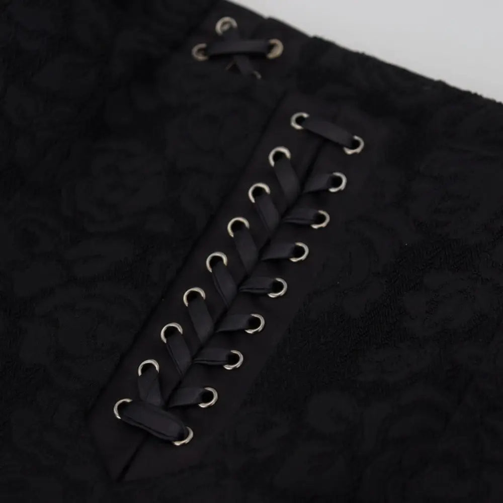 Dolce & Gabbana Sort Brocade Mini Above Knee Pencil Skirt