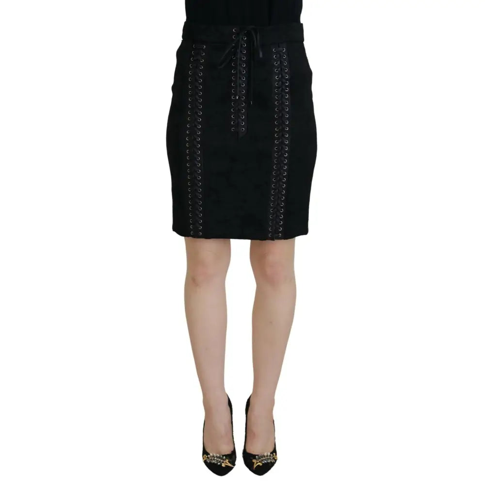 Dolce & Gabbana Sort Brocade Mini Above Knee Pencil Skirt