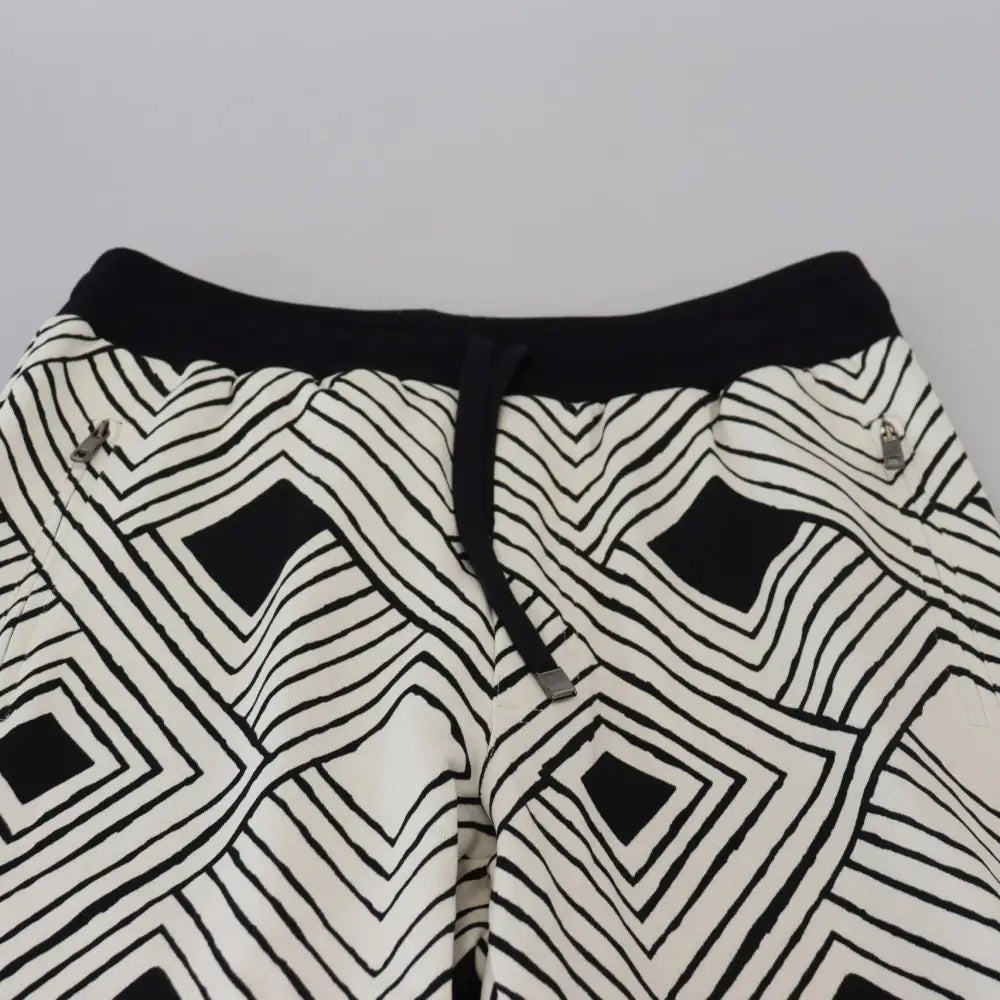 Dolce & Gabbana Sort Hvid Bomuld Bukser & Jeans Sport Bukser & Jeans