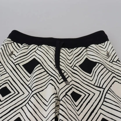 Dolce & Gabbana Sort Hvid Bomuld Bukser & Jeans Sport Bukser & Jeans
