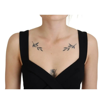 Dolce & Gabbana Sort Viscose Bodycon Sheath Midi Kjole