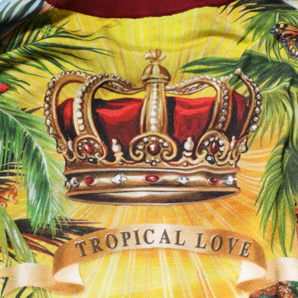 Dolce & Gabbana Tropical Heart Crown Silk Pullover Sweater