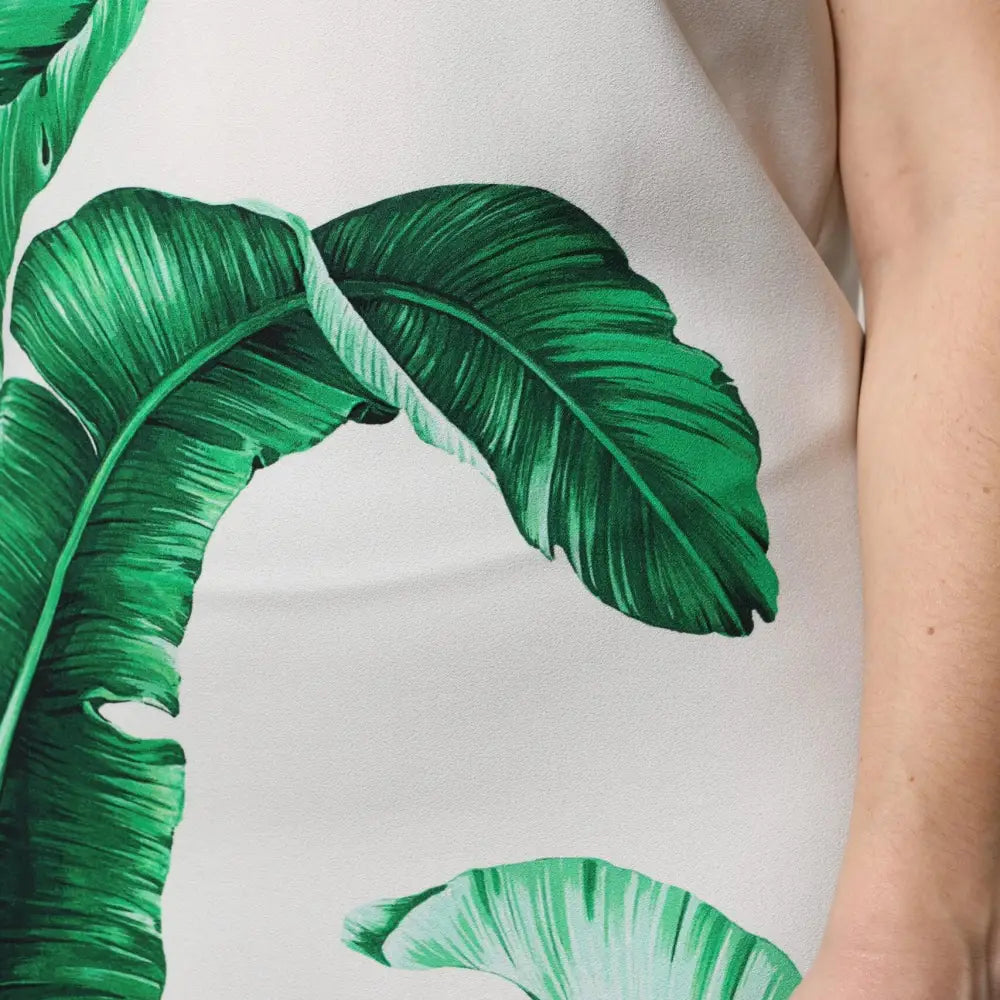 Dolce & Gabbana White Banana Leaf Print Round Neck Tank Top
