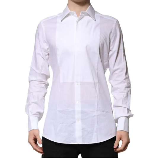 Dolce & Gabbana gabbana white bib cotton poplin formal shirt