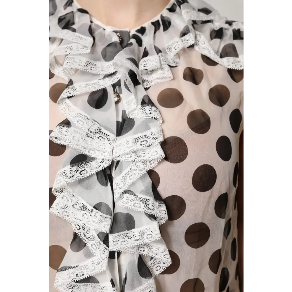 Dolce & Gabbana White Black Polka Dot Cotton Sleeveless Top - Skjorte