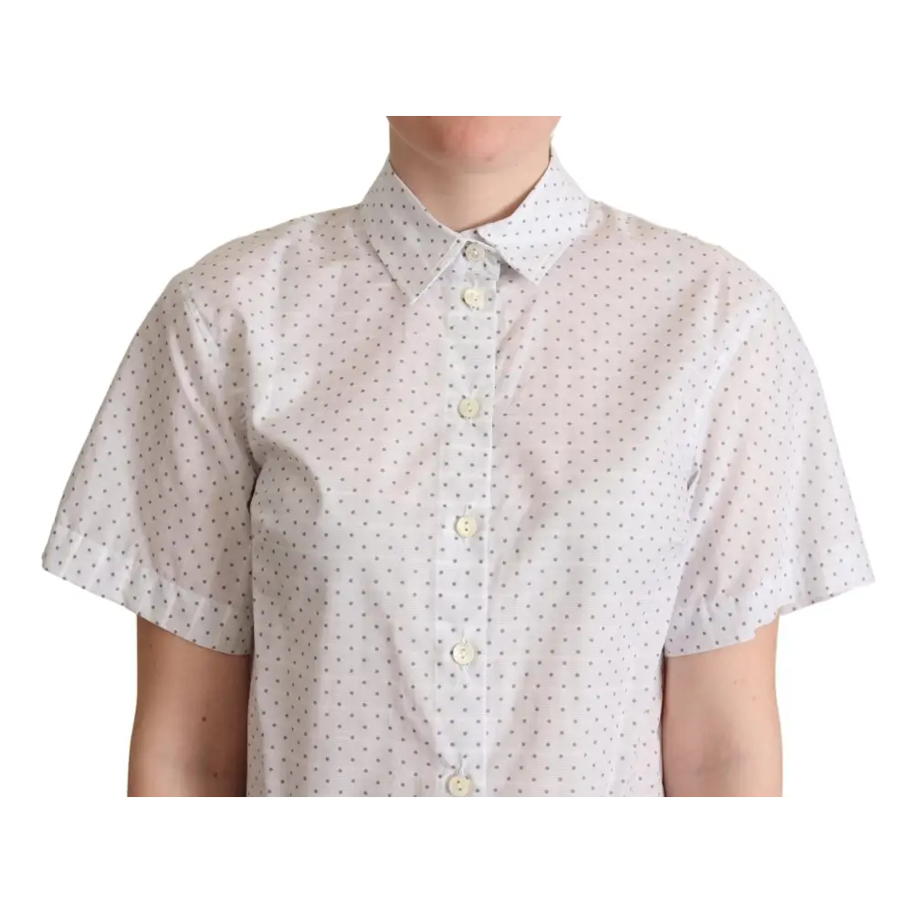 Dolce & Gabbana hvid polkaprikket skjorte, outlet mærkevarer 100% originale brands