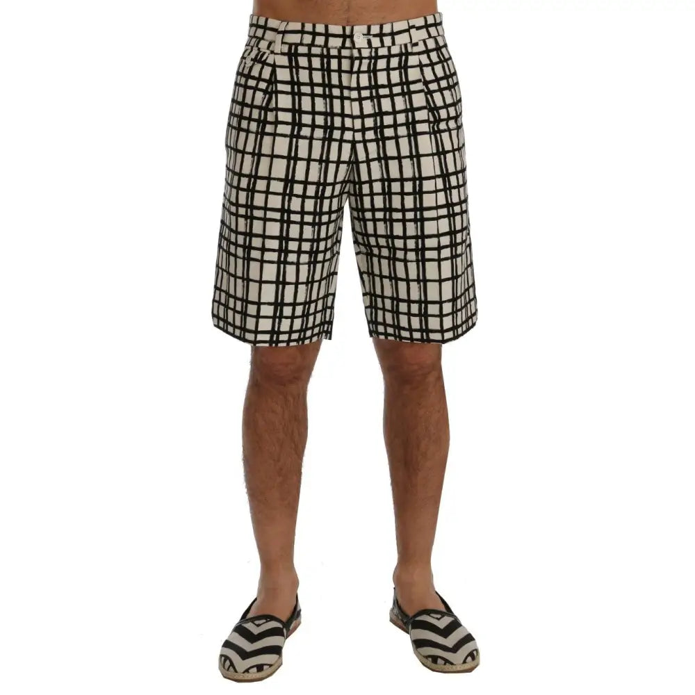 Dolce & Gabbana White Black Striped Casual Shorts