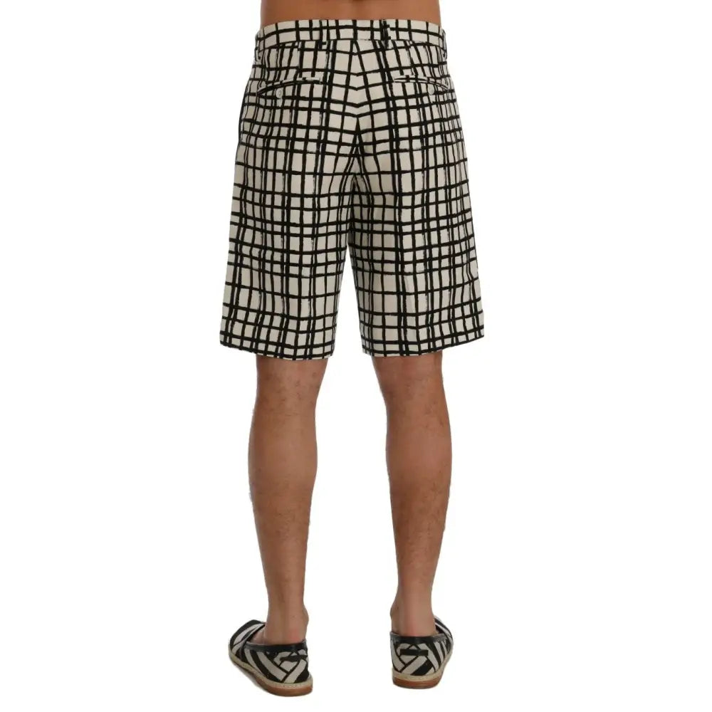Dolce & Gabbana White Black Striped Casual Shorts
