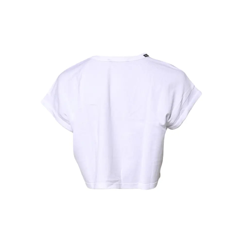 Dolce & Gabbana White Cotton Crew Neck Cropped T-shirt Top