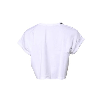 Dolce & Gabbana White Cotton Crew Neck Cropped T-shirt Top