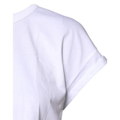 Dolce & Gabbana White Cotton Crew Neck Cropped T-shirt Top